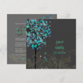 PixDezinesのレトロな電青マップルツリー 招待状 (正面/裏面)