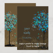 PixDezinesのレトロな電青マップルツリー 招待状 (正面/裏面)