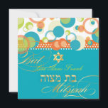 PixDezinesのレトロモダンなバブルデコレーション(Bat Mitzvah/ターコイズブルー) 招待状<br><div class="desc">PixDezinesのモダンなバブルデコレーション、レトロなBat Mitzvahスタイル。鮮やかでポップなターコイズブルー、モスグリーン、タンジェリンオレンジの色使いが楽しいデコレーション。お嬢さんのBat Mitzvahにぴったりなバブルデコレーションです。誕生日パーティーのオープンハウスなど、特別な行事にも適しています。背景色の変更も可能です。 Copyright © 2011 PixDezines.com™ and PixDezines™ on zazzle.com</div>