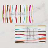 PixDezinesのレトロ/オーガニックストライプ 名刺 (正面/裏面)