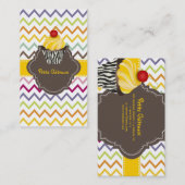 PixDezinesのレモン スワール カップケーキ+シェブロン 名刺 (正面/裏面)