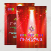 PixDezinesのレーザー/ネオンライト バー ミツバ祭 招待状 (正面/裏面)