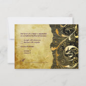 PixDezinesのヴィンテージな孔雀+フィリグリーの渦巻き 出欠カード (裏面)