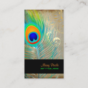 PixDezinesのヴィンテージのeacock+線条細工の渦巻 名刺