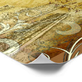 PixDezinesのヴィンテージクリームの渦の座席チャート ポスター (角)