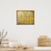 PixDezinesのヴィンテージクリームの渦の座席チャート ポスター (キッチン)