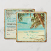 PixDezinesのヴィンテージビーチ、トロピカルパラダイス 招待状 (正面/裏面)