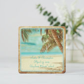 PixDezinesのヴィンテージビーチ、トロピカルパラダイス 招待状 (スタンド正面)