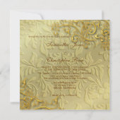 PixDezinesのヴィンテージ風ゴールドの渦巻き模様 招待状 (裏面)
