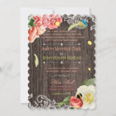 PixDezinesのヴィンテージ ピオニー、バラ/レドート 招待状 (裏面)