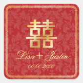 PixDezinesの二重中国のの幸福 スクエアシール (正面)