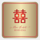 PixDezinesの二重中国のの幸福 スクエアシール (正面)