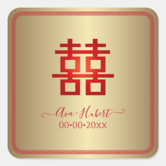 PixDezinesの二重中国のの幸福 スクエアシール