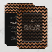 PixDezinesの偽のホイル/シェブロン バー ミッツヴァ 招待状 (正面/裏面)