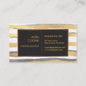 PixDezinesの偽の金と銀のストライプ 名刺 (裏面)