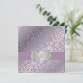 PixDezinesの偽の銀色/手作り背景/ラベンダー 招待状 (スタンド正面)