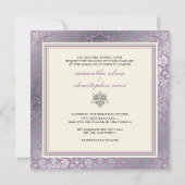 PixDezinesの偽の銀色/手作り背景/ラベンダー 招待状 (裏面)