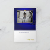 PixDezinesの偽物の金色のコンフェッティ、ロイヤルブルーの「ありがとう」 サンキューカード (内部)