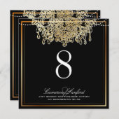 PixDezinesの偽物の金色のシャンデリア/テーブルナンバー 招待状 (正面/裏面)