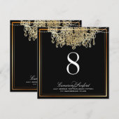 PixDezinesの偽物の金製シャンデリア/テーブルナンバー 招待状 (正面/裏面)