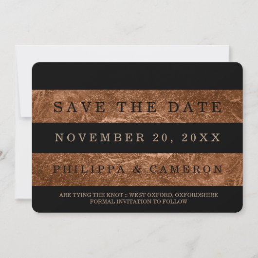 PixDezinesの偽銅箔ストライプで「Save the Date」 セーブザデート (正面)