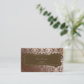 PixDezinesの偽銅色の花柄ダマスク/DIY背景 名刺 (スタンド正面)