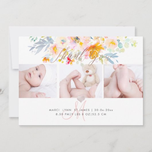 PixDezinesの出産報告とベビーシャワーのお礼メッセージカード 招待状 (正面)