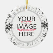 PixDezinesの初めてのクリスマス/DIYカラー セラミックオーナメント (正面)