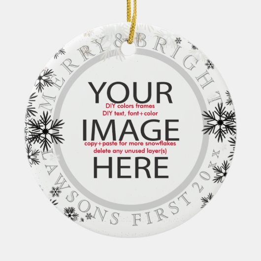 PixDezinesの初めてのクリスマス/DIYカラー セラミックオーナメント (正面)