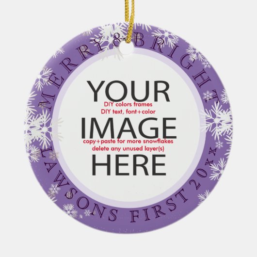 PixDezinesの初めてのクリスマス/DIYカラー セラミックオーナメント (正面)