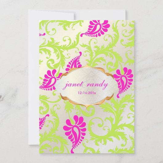 PixDezinesの孔雀のダマスク 招待状 (正面)