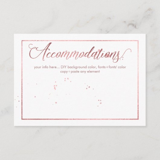 PixDezinesの宿泊施設、輝く/偽のローズゴールド エンクロージャーカード (正面)