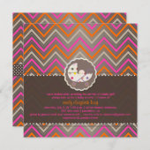 PixDezinesの山形/ピンク+オレンジ/ベビーシャワー/DIY 招待状 (正面/裏面)