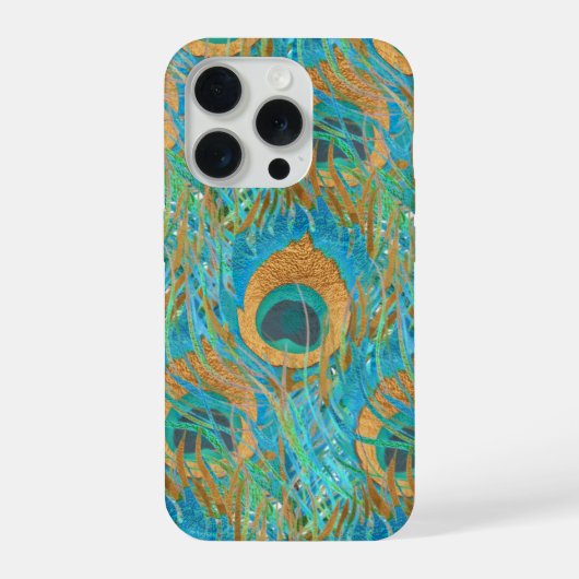 PixDezinesの手描きピーコック/コバルト/アクアブルー iPhoneケース (裏面)