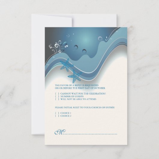 PixDezinesの招待状デザイン「ホヌ+ウェーブス」 出欠カード (裏面)