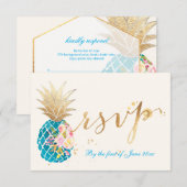 PixDezinesの招待状 ピンク/ゴールドの筆致 出欠カード (正面/裏面)