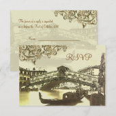 PixDezinesの招待 Vintage Venezia, リアルト橋 出欠カード (正面/裏面)