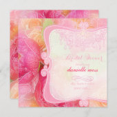 PixDezinesの春の花束+シャンデリア/ブライダルシャワー 招待状 (正面/裏面)