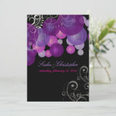 PixDezinesの梅/紫/薄紫のランタン 招待状 (スタンド正面)