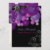 PixDezinesの梅/紫/薄紫のランタン 招待状 (正面/裏面)