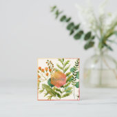 PixDezinesの植物水彩画、ポピー+シダ スクエア名刺 (スタンド正面)