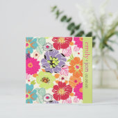 PixDezinesの楽しいレトロな花柄 招待状 (スタンド正面)