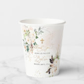 PixDezinesの水彩フラッシュピンクのバラの洗礼 紙コップ (裏面)