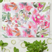 PixDezinesの水彩夏の花 キッチンタオル (折り畳み)