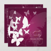 PixDezinesの流れ……チョウの白/梅 招待状 (正面/裏面)