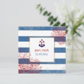 PixDezinesの海洋アンカー+ライフセーバー/手作りカラー 招待状 (スタンド正面)