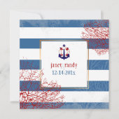 PixDezinesの海洋アンカー+ライフセーバー/手作りカラー 招待状 (正面)