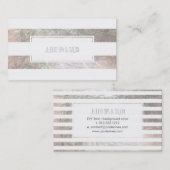 PixDezinesの白いストライプ/偽のシルバー 名刺 (正面/裏面)