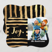 PixDezinesの目の眩しいストライプ金ゴールド/ホリデーカード シーズンカード (正面/裏面)