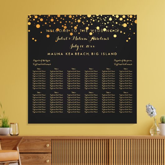 PixDezinesの眩しい金ゴールド結婚/の座席表 キャンバスプリント (インサイチュ (リビング))